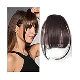 Flequillo Flequillo sintético liso y romo de fibra alta temperatura for mujer, color marrón, con clip, flequillo completo 6 pulgadas Peinado(6A)