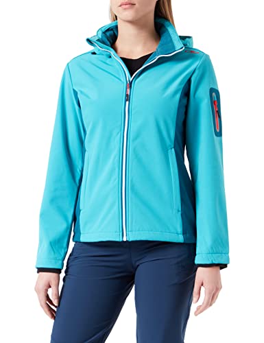 CMP - Damen-Softshelljacke mit abnehmbarer Kapuze, Lagune, D36
