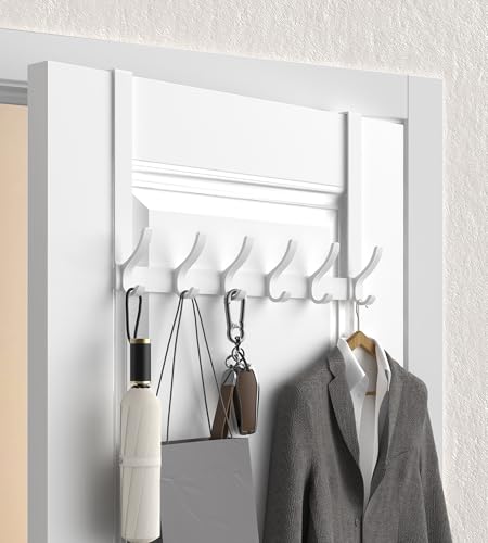 KitchLife Over The Door Hooks Hanger with 11 inches Extended Arms for Easy Access by Women, Tool-Free Assembly, Fits 1 3/8
