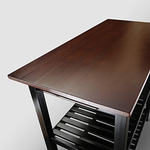 Casual Home Solid Wood Kitchen Island, Walnut Top, Black Base (New)