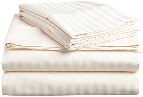 FULL SIZE 1500 Thread Count STRIPED 4 Piece Sheet set, CREAM