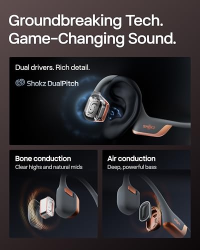 Image of SHOKZ New OpenRun Pro 2-Bone Conduction Headphones,Open-Ear Bluetooth Wireless Sport Earphones for Running,Workouts-Sweat Resistant,Secure Comfortable Fit-Deep Bass,Smart Mic, Free Gym Bag