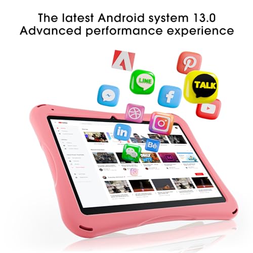 SGIN Tablet infantil Android 13 de 10 polegadas com capa, tablet para crianças, 4 (2 + 2) GB RAM 64