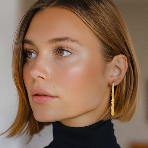 14K Solid Yellow Gold Bamboo Round Extra Large Hoop Earrings2