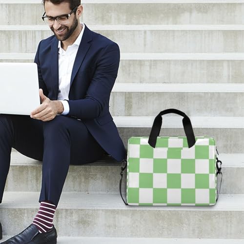 Funda para portátil 15.6 pulgadas con asa y correa verde y blanco miniatura 3