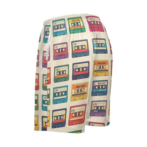 Music Tape Colorful Pajama Shorts for Men Lounge Pants Pajama Sleep Shorts Mens Sleep Shorts with Pockets, S-XXL3