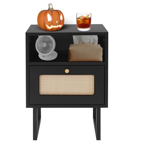 soudesileim Nachttisch Rattan, 39x29x56.49cm, Tragfähigkeit bis zu...