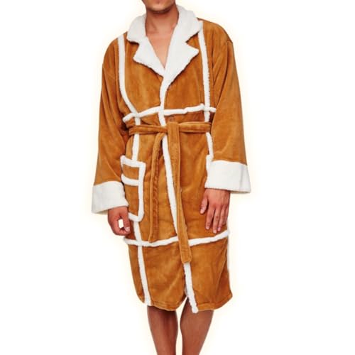 Groovy Uk Only Fools & Horses Adult Del Boy Fleece Hoodless Bathrobe One Size Tan/White