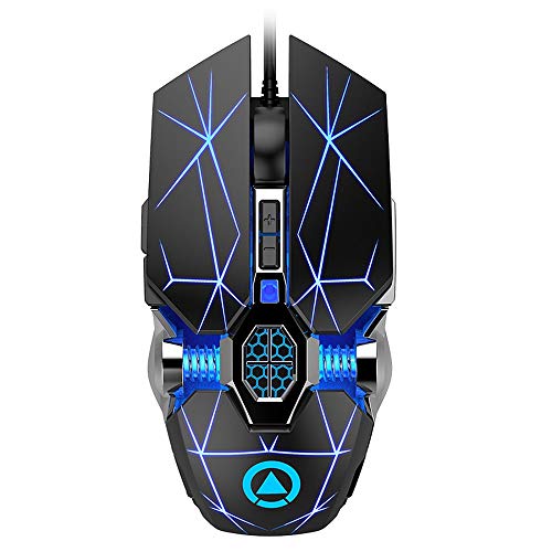 LingAo Gaming Mechanical Mouse, Wired, Silent Click, Ergonomic Shape,3200DPI, 7 Buttons, Backlit, Computer Mice Support Macro Definition for PC,Laptop, MacBook - Black