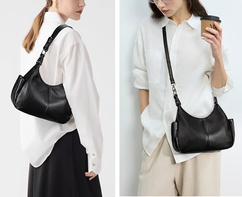 Image of YALUXE Women's Real Leather Shoulder Bags Hobo Handbags Purse Crossbody Bag