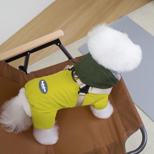 Izefia Hundemantel Haustierbekleidung Overall Winddicht Kaltes Wetter Mäntel 4 Beine Jacke Geschirr Brustgurt Warm Winter Dicke Kleidung Wasserdicht Schneedicht Baumwollmantel für Kleine Hund Katze