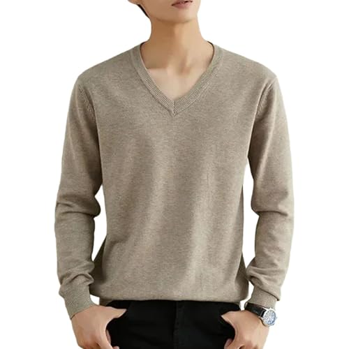 V Neck Knitted Pullover Sweater Mens Autumn Thin Edition Fashion Trend Comfortable Warm Tops