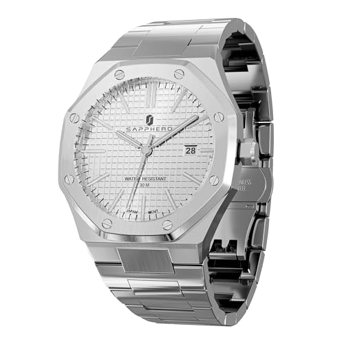 SAPPHERO Reloj Hombre Acero Inoxidable 50M Impermeable Octagonal Analógico Japonés de Cuarzo Clásico Lujo Negocios Casual Moda Relojes para Hombre Elegante Regalo SAPPHERO Reloj Hombre Acero Inoxidable 50M Impermeable Octagonal Analógico Japonés de Cuarzo Clásico Lujo Negocios Casual Moda Relojes para Hombre Elegante Regalo