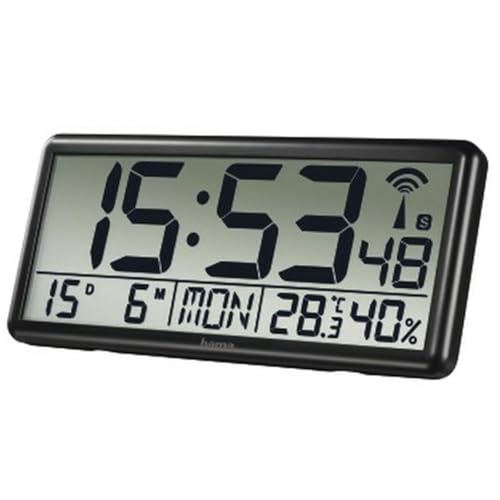 Hama Horloge Murale Numérique Jumbo (Radio-pilotée DCF, Très Grand Format d’Affichage,...