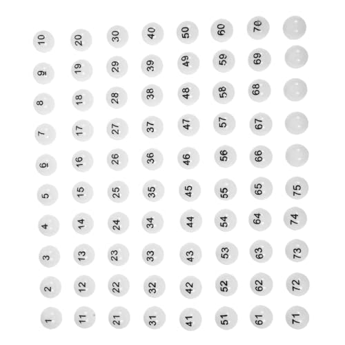 KOMBIUDA Machine Accessories 75pcs Raffle Balls Plastic Number Balls Perfect for Party Games Easy to Use