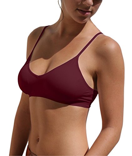 Image of Blue 55 Women's Bralette Wireless Padded Bra Top Sexy Everyday Basic Deep V-Neck