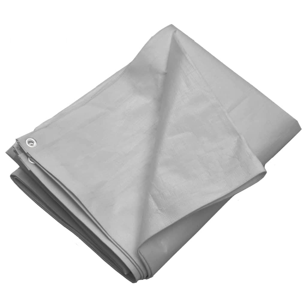 Lona de protección de 260 g/m², 3 x 5 m, color gris, HDPE, impermeable, resistente a desgarros, con ojales y fijación para jardín, terraza, balcón, piscina, muebles, vehículo, barco