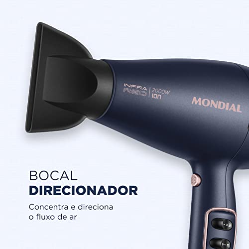 Secador de Cabelos InfraRed, Mondial, Azul/Golden Rose, 2200W, 220V - SCP-01-IR