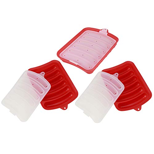 Sausage Mould Supplement Pack of 3 Ideal for Hot Dog Ham Molds Includes Sausage Box Ham Enhance Your Meat Sausage with Our Sausage Stuffers Hot Dog + (Red)