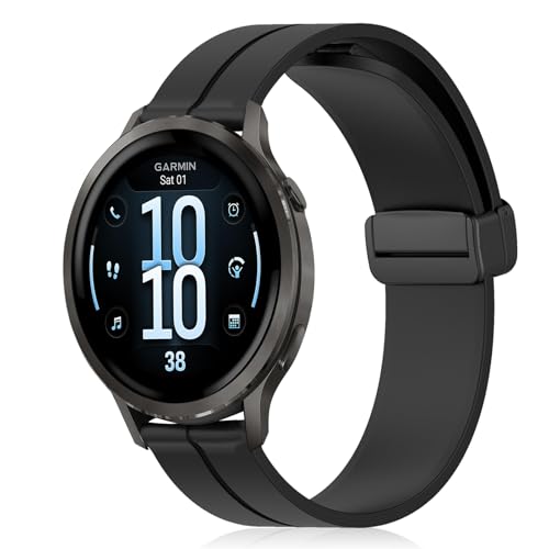 [RicYeel] 18mm ���C�t�� �V���R���o���h Garmin Venu 4 41mm 3S 2S/Forerunner 265S/255S/255S Music/Vivoactive 4S �Ή� �o���h �}�O�l�b�g�t�� �����ȒP �X�|�[�c�o���h �X