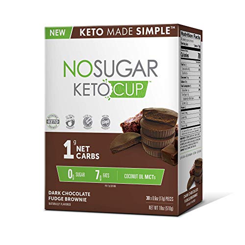 No Sugar Keto Cups - Dark Chocolate Fudge Brownie 30 pack, Low Carb Keto Snacks, Gluten Free by No Sugar Company
