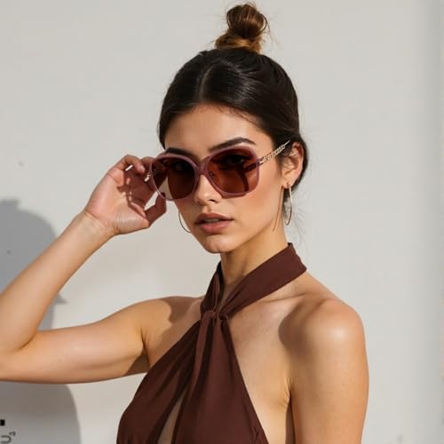 Oversized Womens Sunglasses - Trendy Round Metal Frame Sun Glasses Fashion Ladies Shades3