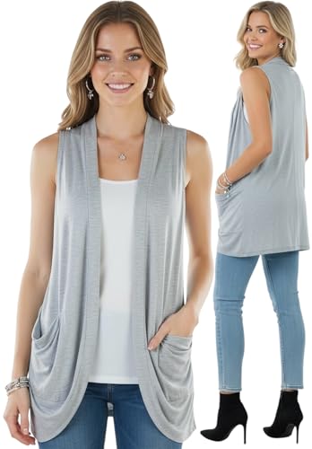 Image of ToBeInStyle Womens Open Front Casual Shrug Lightweight Layering Cardigan Sleeveless or Short Sleeve
