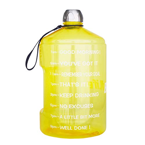 BuildLife 1 Gallon Water Bottle Motivational Fitness Workout with Time Marker/Drink More Daily/Clear