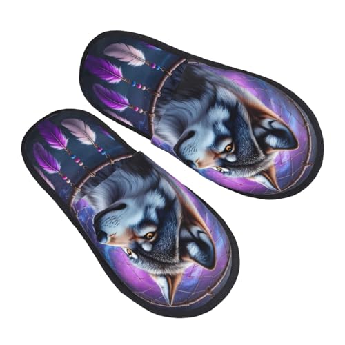 Fantasy Dragon In Cathedral 1 Pattern Women's Fuzzy Slippers Comfy Non Slip for Women Mom Girlfriend Indoor Outdoor