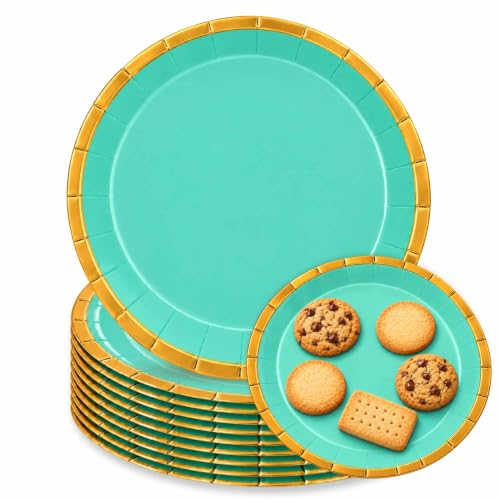 Platos de cartón, Platos Desechables cartón, Color Verde, 10 Unidades