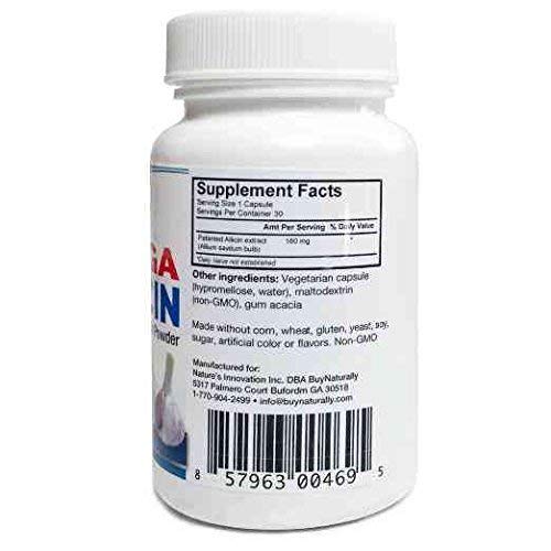 image for BuyNaturally Mega Allicin 100% Allicin from Garlic 180,000mcg 30 Veggi