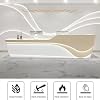 Modern Reception Desk - Reception Desk Counter Table with Glass Top & Waterproof Cabinet | Office Reception Desk with LED, for Office Reception Room Lobby, Beauty Salon (60'')
