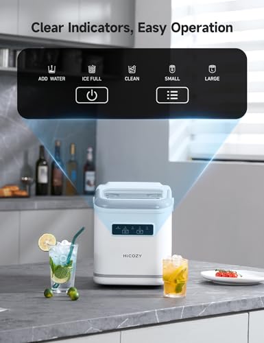 HiCOZY Countertop Ice Maker with Handle, Ice in 6Mins, 26 lbs/Day, Portable Ice Maker Machine with Self-Cleaning for Apartment/Under Cabinet/Kitchen/Office/Camping/RV/Home Bar（White） - Thumbnail 6