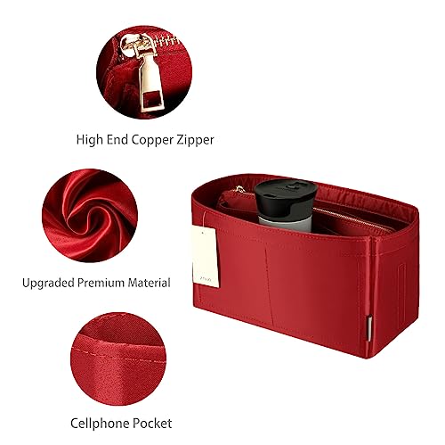 Organizador para bolso con cremallera rojo seda grande miniatura 4