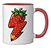 Strawberry Lightning Bolt Pencil Teacher or Student Ceramic Mug, Red/White