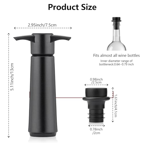 Kinoco Vacuum Wine Preserver Pump Kit with 6 Silicone Stoppers - Reusable Wine Saver Extends Freshness, Universal Bottle Seal for Red/White Wine - Cosy Home Interiors Kinoco Vacuum Wine Preserver Pump Kit with 6 Silicone Stoppers - Reusable Wine Saver Extends Freshness, Universal Bottle Seal for Red/White Wine - Image 2