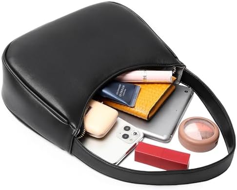 CYHTWSDJ Shoulder Bags for Women, Cute Hobo Tote Handbag Mini Clutch Purse with Zipper Closure (Black) — view 3