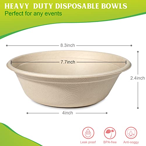 Greensight Disposable Paper Bowls 32Oz Heavy Duty, 100 Pack Eco-Friendly Compostable Bowls, Party Serving Bowls For Salad, Ice Cream, Dessert And Hot Soup, Biodegradable Bowls Made Of Sugarcane #TOP6