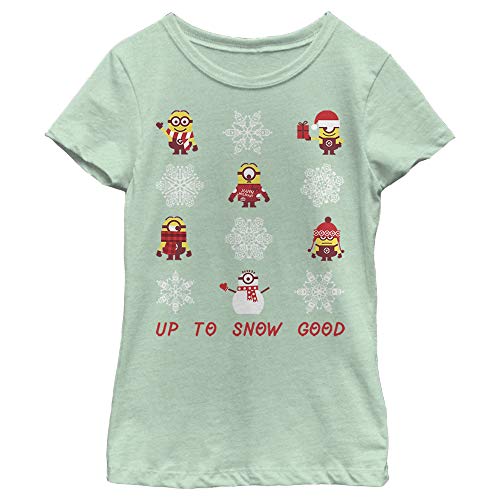 Despicable Me Camiseta de manga corta para niñas Minions Snowflake Minion Snowflake, Menta, Small