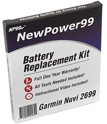 NP99sp NewPower99 Battery Replacement Kit with Battery, Video Instructions and Tools for Garmin Nuvi 2699