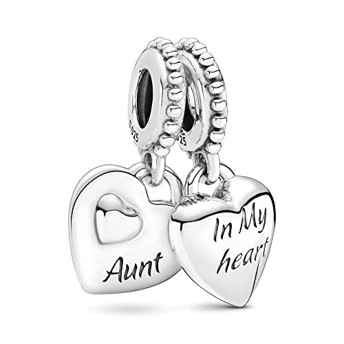 Wedanor Donna Ciondolo-Charm a cuore diviso zia e nipote Argento 925 Colgantes con Zirconia cubica per Charm Bracciale