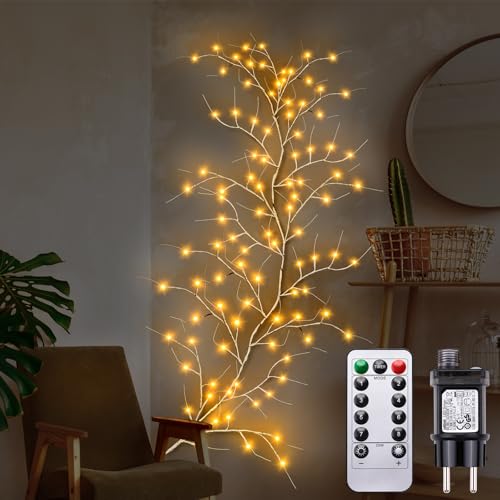 DAYLUMI 96 Luci a LED con Spina, 8 Modalità Catena Luminosa a Rami di Betulla, DIY Impermeabile Luci Decorativi a Ramo per Pareti, Soggiorno, Albero Illuminato [Classe Energetica F]