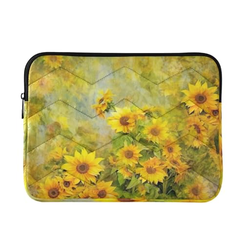 Funda para portátil 13-14 pulgadas en amarillo con girasoles