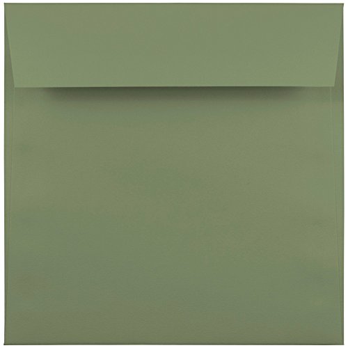JAM PAPER 6 1/2 x 6 1/2 Premium Invitation Envelopes - Olive Green - 25/Pack
