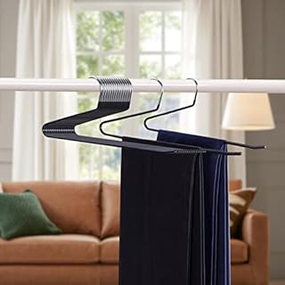 Edergoo Trouser Hangers 12 Pack, Open Ended Trouser Hangers Space Saving, Heavy Duty Metal Trousers Hangers Non Slip, Easy Use Coat Hangers for Trousers, Slacks, Pants (Black)