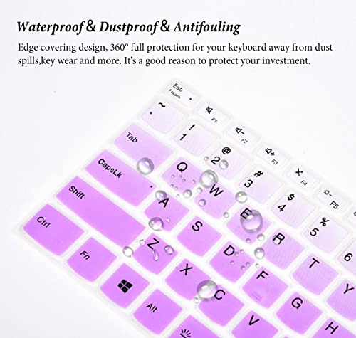 Image of CASEDAO Keyboard Cover for Lenovo Laptops - Gradual Purple, Silicone, Stain-Resistant, Fits US Layout 14 inch Laptops