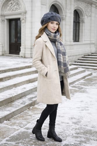 VECRY Lady French Beret 100% Wool Beret Floral Dress Beanie Winter Hat (Bow-Grey)