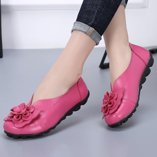 Image of MOYOWEI Women's Leather Slip On Loafers Colorful Flat Shoes