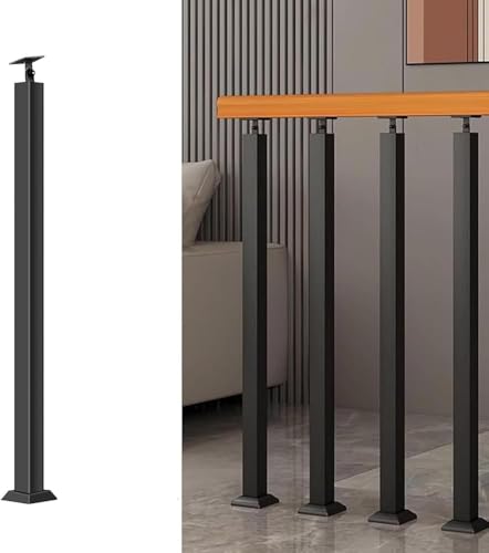 Poteaux d'escalier carrés en métal noir pour balustrade extérieure et barreaux de rampe