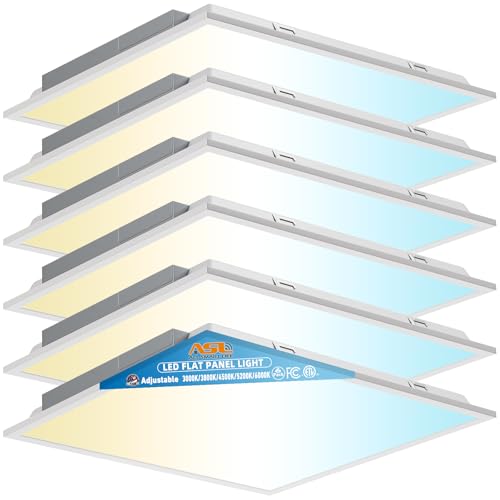 Allsmartlife 2x2 LED Flat Panel Lights for Drop Ceiling 6-Pack, 40W/4998LM Triac Dimmable, 5CCT 3000K-3800K-4500K-5000K-6000K, IP42, 2Ftx2Ft Back-Lit Recessed Troffer Light Fixtures, ETL